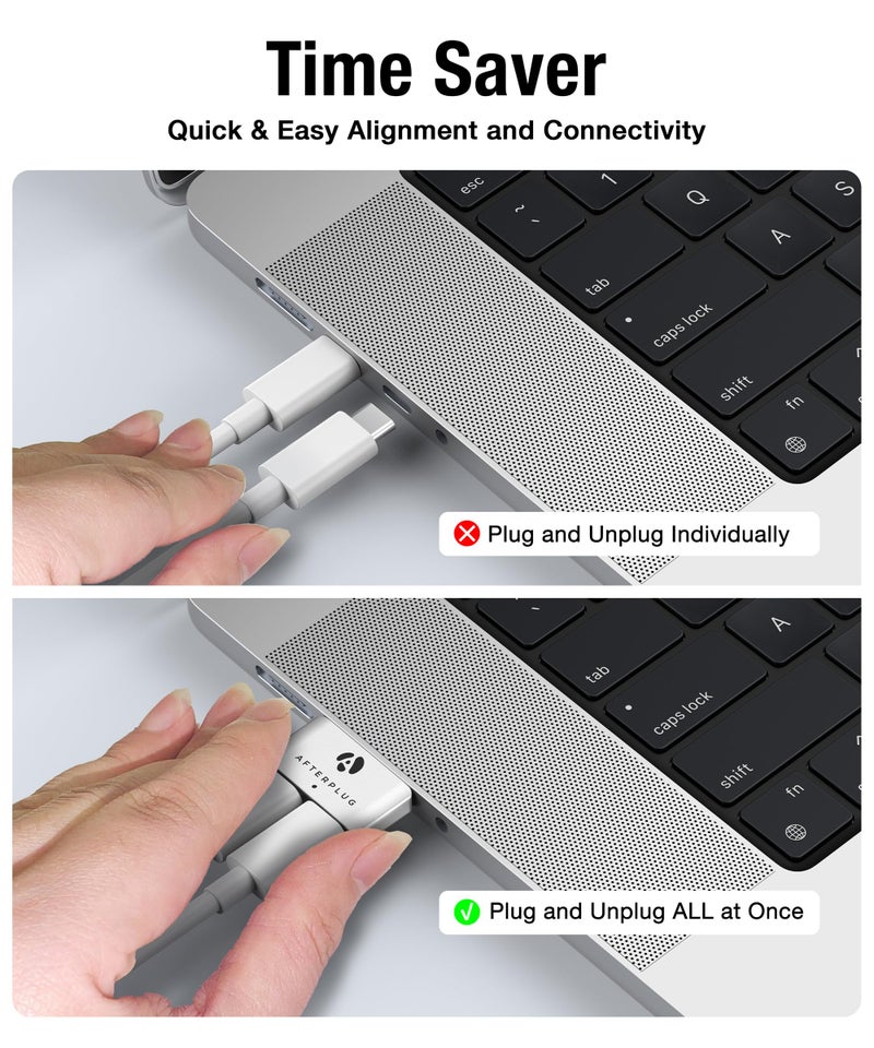 Afterplug Dual USBâ€‘C Extender for MacBook with Case, 2-Port Passâ€‘Through Adapter for Thunderbolt 5/4/3 & USB4 â€“ 240W PD, 8K Video, 80Gbps Data - Space Gray - Image 5